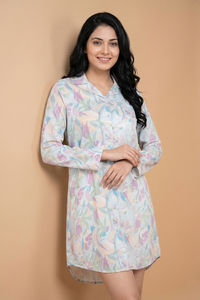 Zivame Woven Loungewear Dress - Ice Water — thumbnail 2